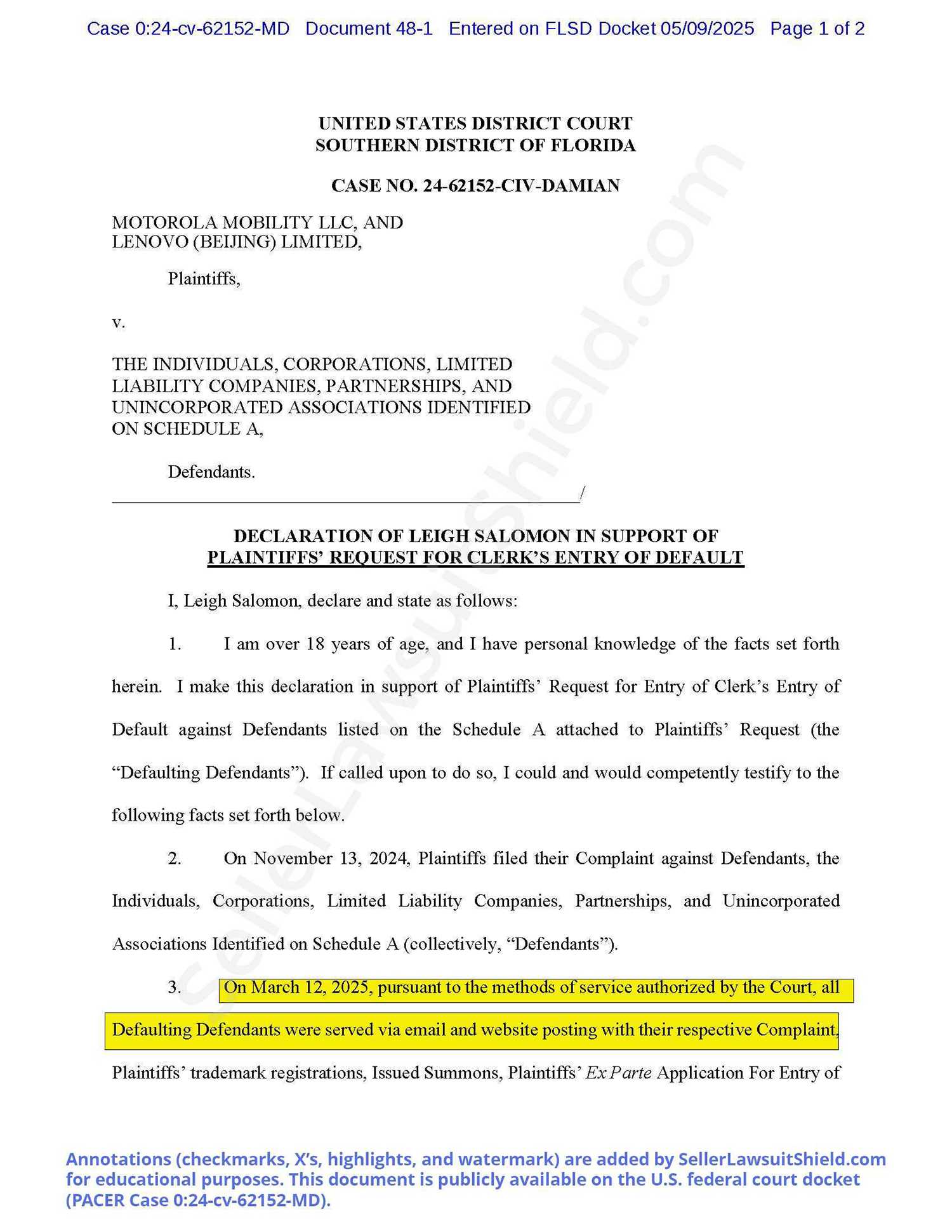 Motorola Lawsuit Real Example Case 0:24-cv-62152-MD Pic10