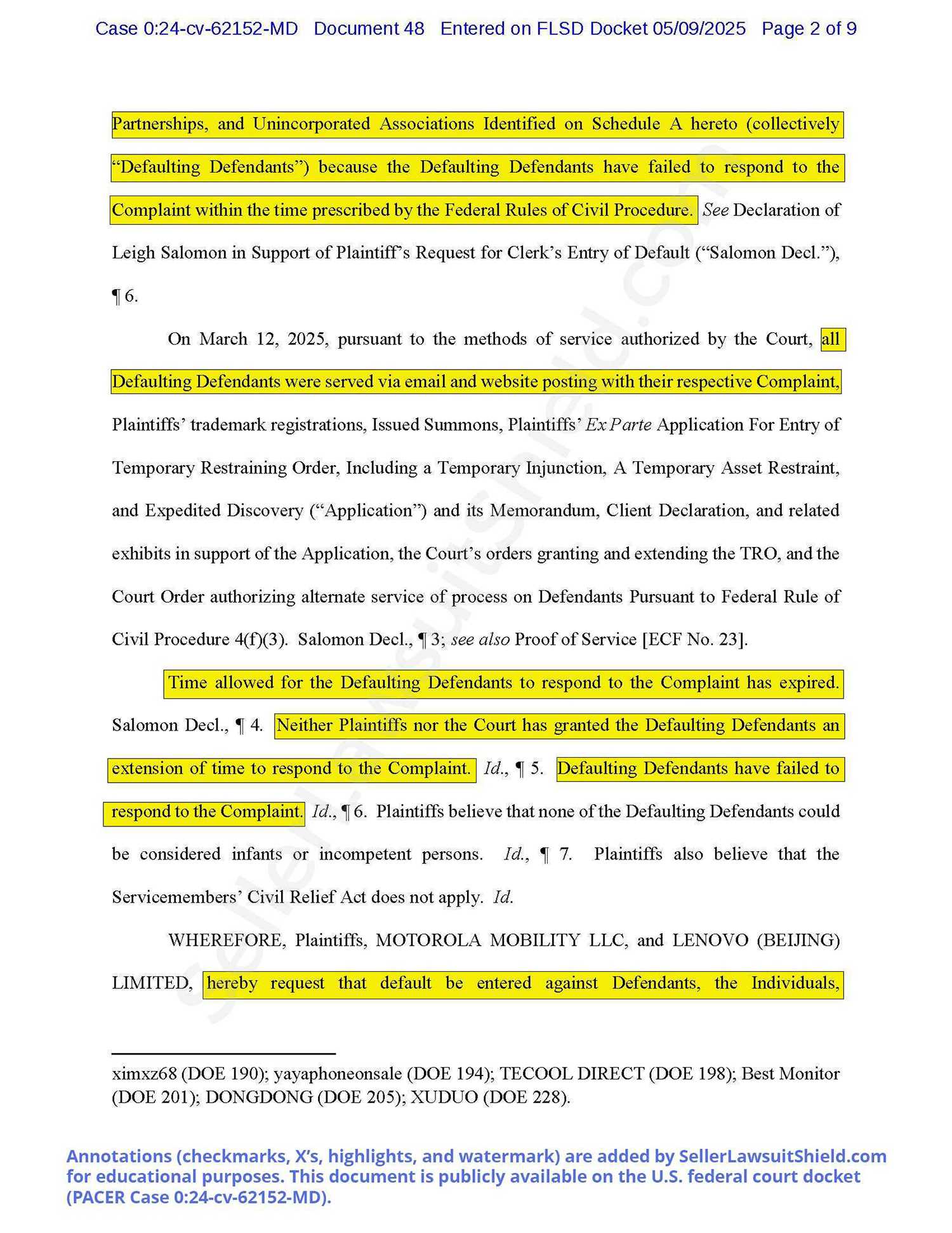 Motorola Lawsuit Real Example Case 0:24-cv-62152-MD Pic2
