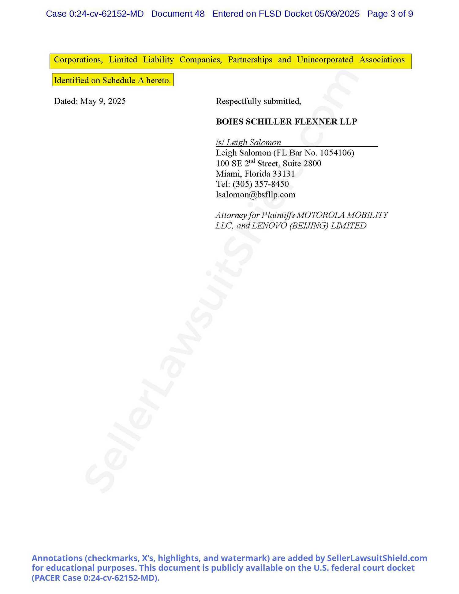 Motorola Lawsuit Real Example Case 0:24-cv-62152-MD Pic3