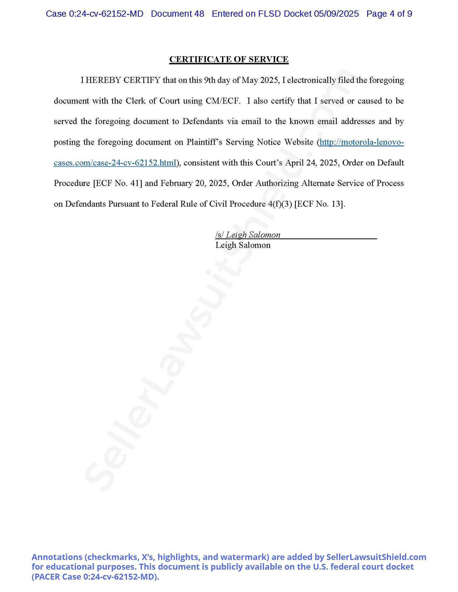 Motorola Lawsuit Real Example Case 0:24-cv-62152-MD Pic4